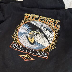 Rip Curl Hoodie Pullover 'Shred Till Dead' Black Men’s Large  Surf  Retro Design